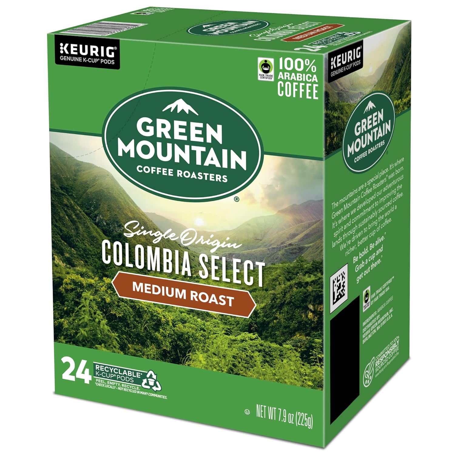Green Mountain Coffee Roasters Half Caff Keurig Single-Serve K-Cup pods, Medium Roast Coffee, 72 Count (6 Packs of 12)