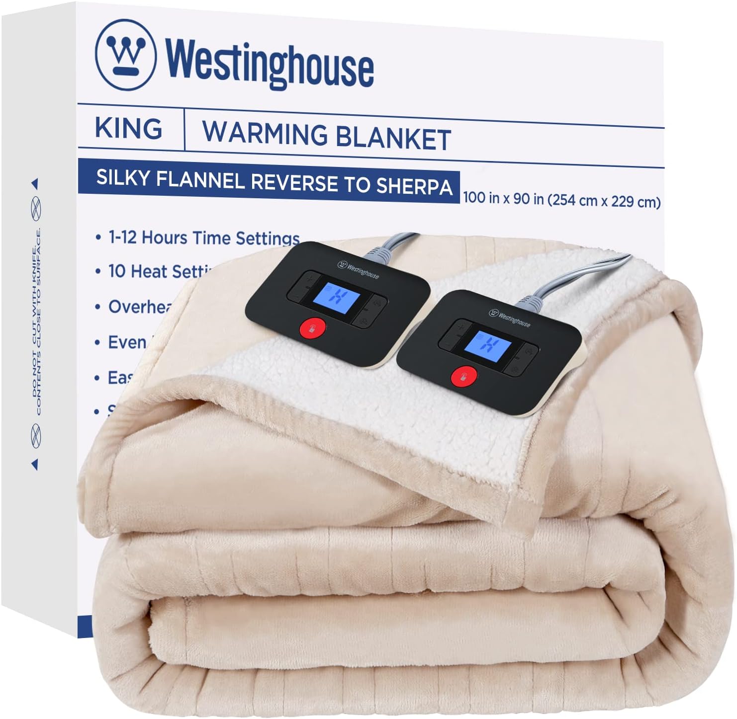 Westinghouse Heated Throw Blanket, Electric Blanket Throw with 6 Heating Levels and 2-10 Hours Time Settings, Flannel to Sherpa Super Cozy Heated Blanket Machine Washable, 50x60 inch, Charcoal