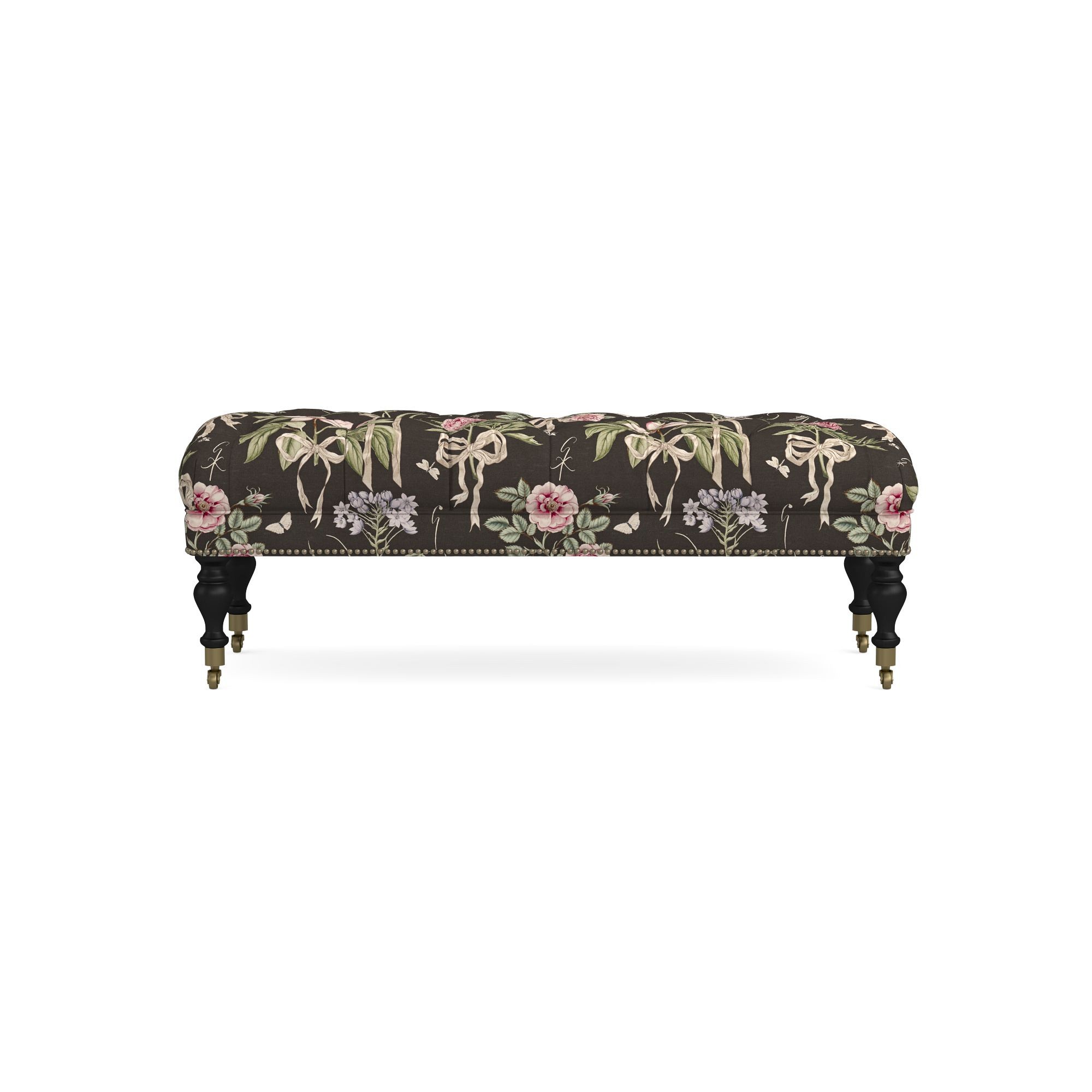 Sanderson x Giles Deacon Fairfax Bench Ottoman, Turned Leg with Tufted Top (26