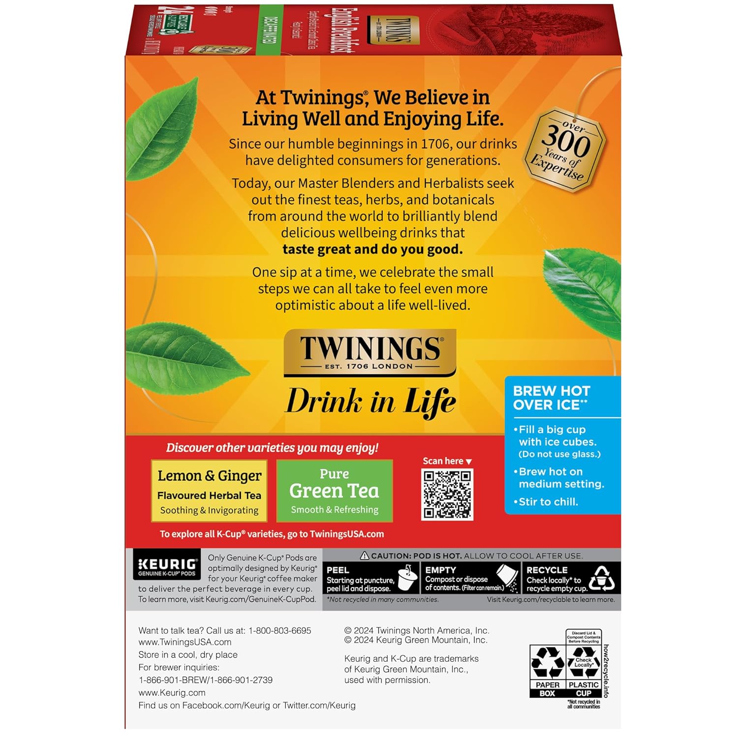 Twinings English Breakfast Black Tea K-Cup Pods for Keurig, 24 Count (Pack of 1), Smooth, Flavourful, Robust, Caffeinated, Enjoy Hot or Iced | Packaging May Vary
