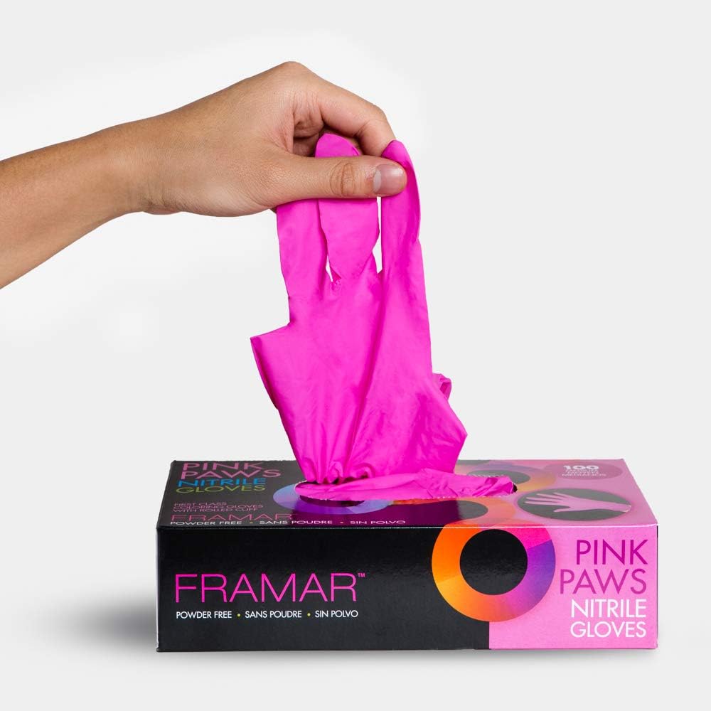 FRAMAR Pink Gloves Disposable Latex Free – Pink Nitrile Gloves Medium, Latex Free Gloves Medium, Plastic Gloves Disposable, Guantes de Nitrilo, Cleaning Gloves Medium, Non Latex Gloves