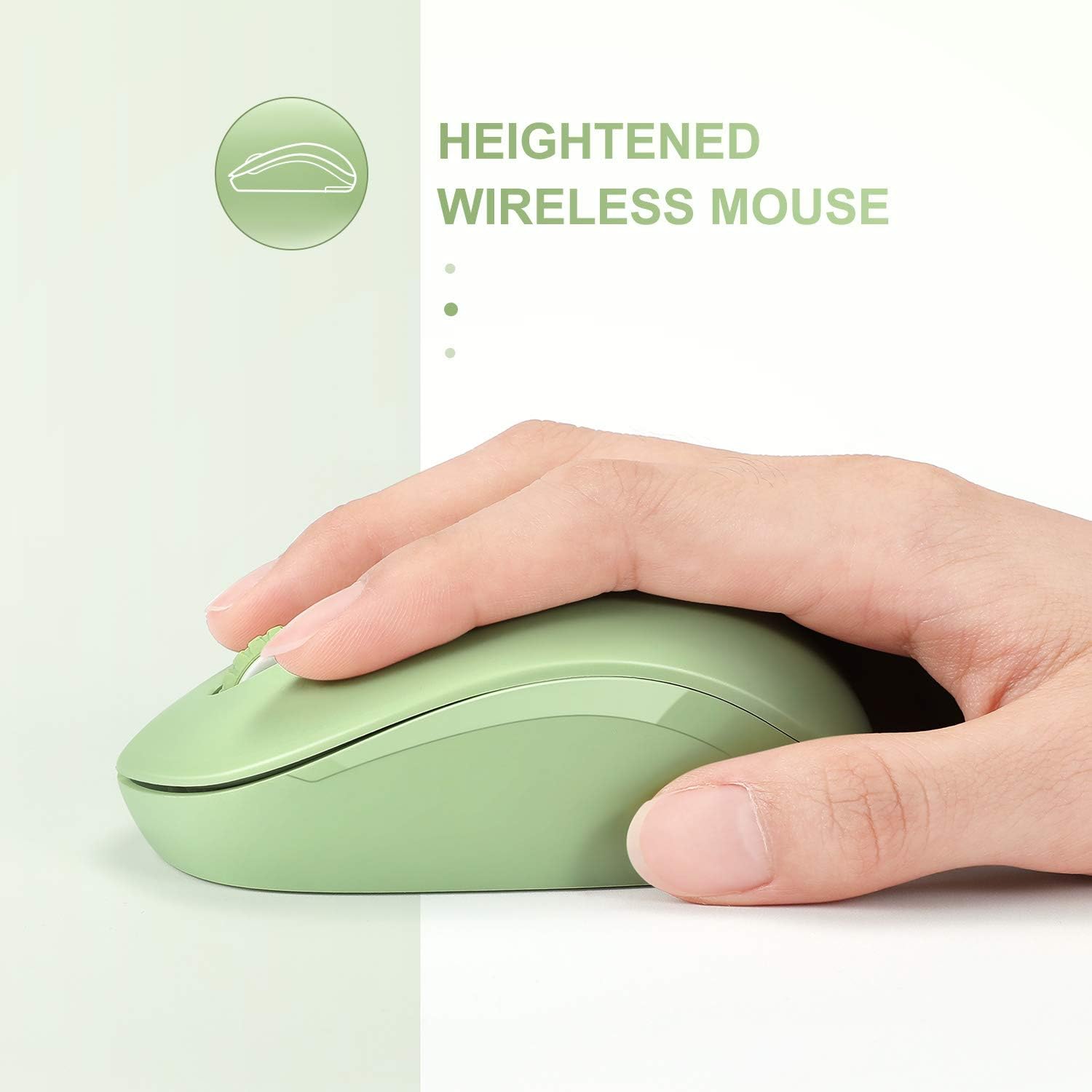 seenda Wireless Mouse, 2.4G Noiseless Mouse with USB Receiver - Portable Computer Mice for PC, Tablet, Laptop with Windows System - Mint Green