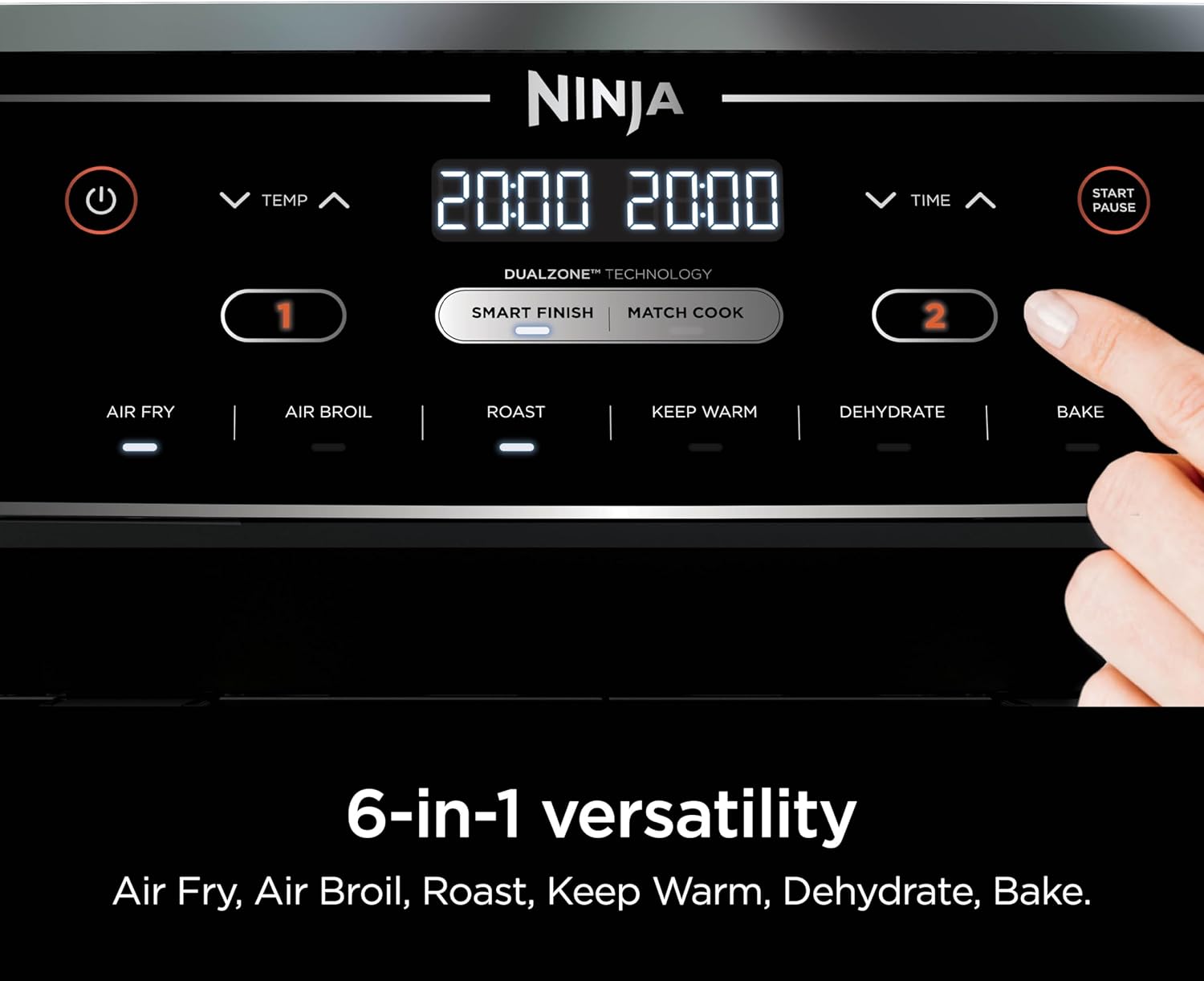 Ninja Air Fryer, Thermometer, Roast, Bake, Air Fry, Crisps, Broil, Reheats, Keep Warm, 10-in-1, Fries, Frozen Food, Veggies, and Meat, Quick Meals, Healthy Meals, Less Oil, 10 QT, Grey, DZ550​