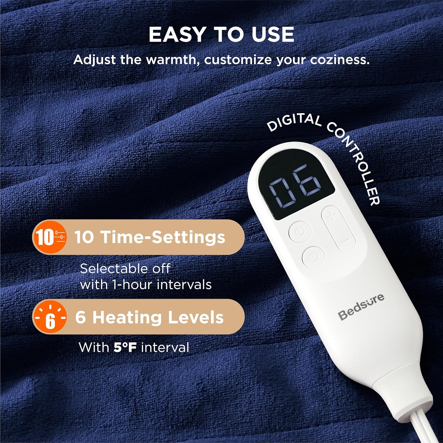 Bedsure Heated Blanket Electric Throw - Soft Flannel Electric Blanket, Heating Blanket with 4 Time Settings & 6 Heat Settings, Warm Blanket Gift for Grandma (50x60 inches, Grey)