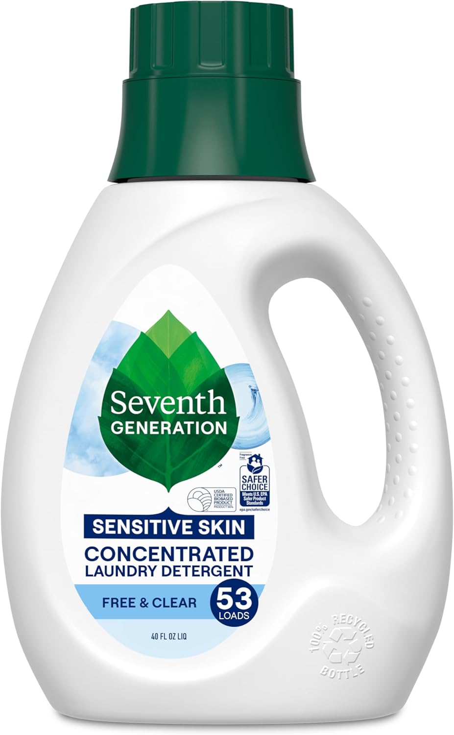 Seventh Generation Concentrated Laundry Detergent Liquid Free & Clear Fragrance Free 40 Fl Oz (Pack of 2)