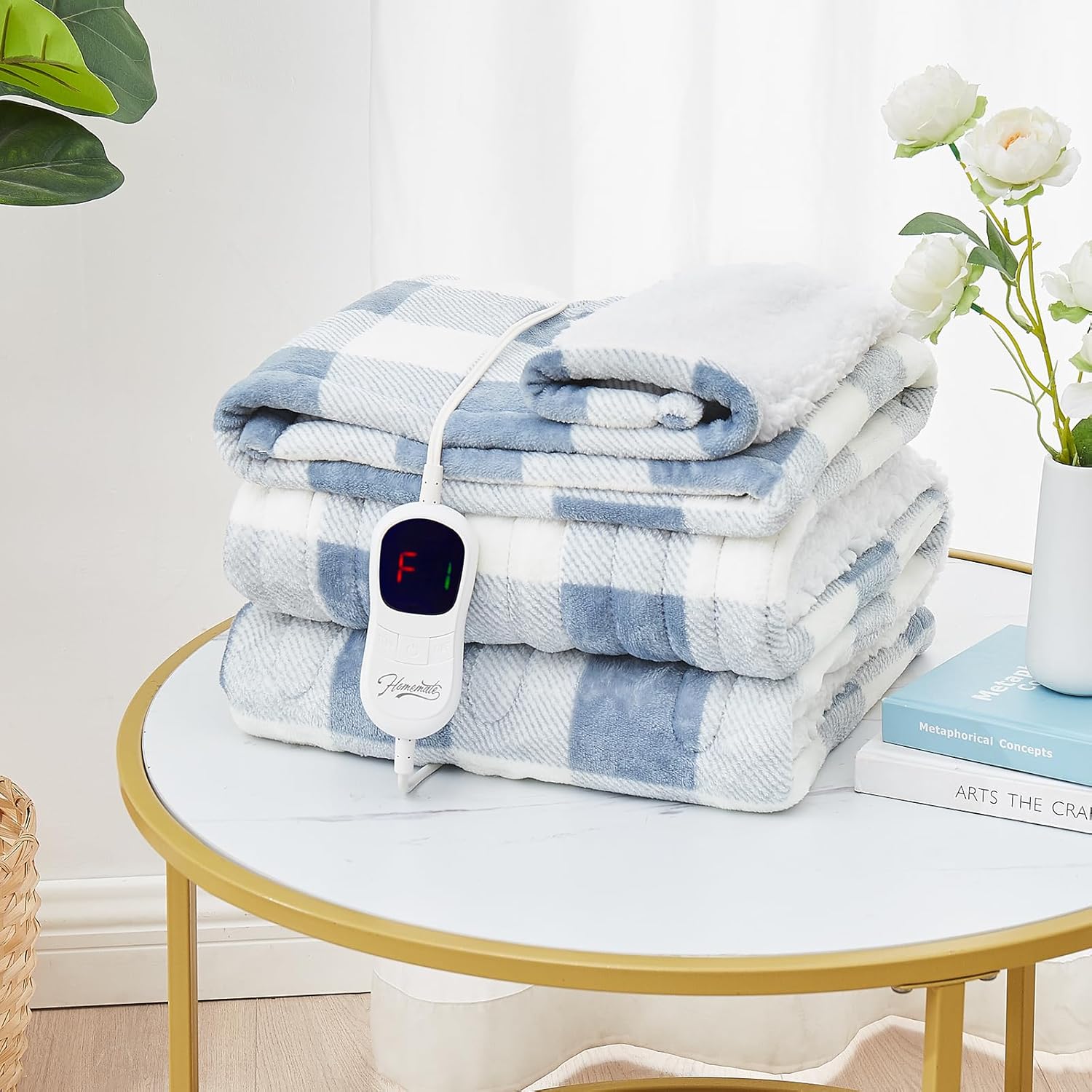 Homemate Electric Blanket Heated Throw - 50“x60“ Ultra Soft Cozy Flannel Heating Blanket with 10 Fast Heat Levels 8 Hours Auto Off Over-Heated Protection ETL Certification Keep Warm in Home Office