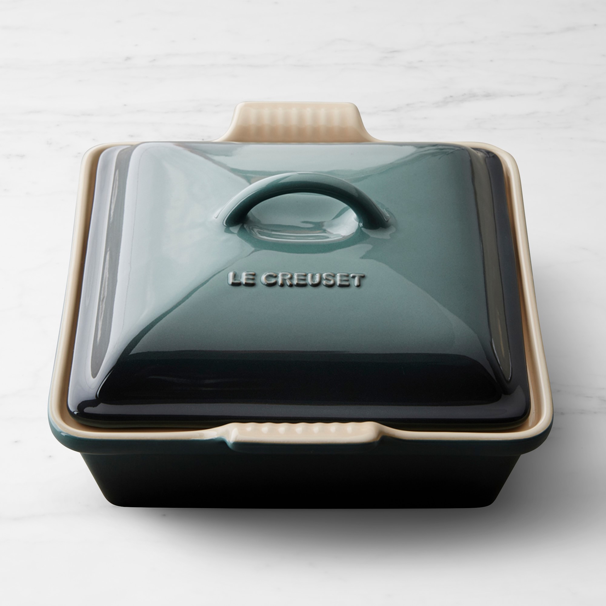 Le Creuset Heritage Stoneware Shallow Square Covered Baker, 2-Qt.