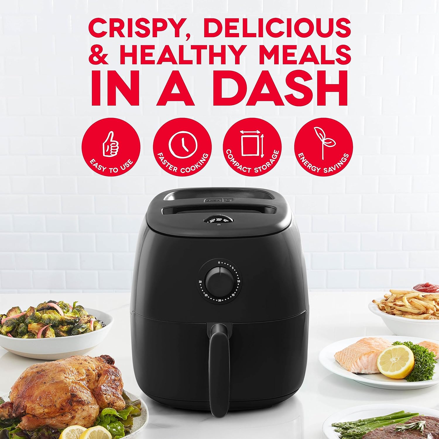 DASH Tasti-Crisp™ Electric Air Fryer Oven, 2.6 Qt., Aqua – Compact Air Fryer for Healthier Food in Minutes, Ideal for Small Spaces - Auto Shut Off, Analog, 1000-Watt