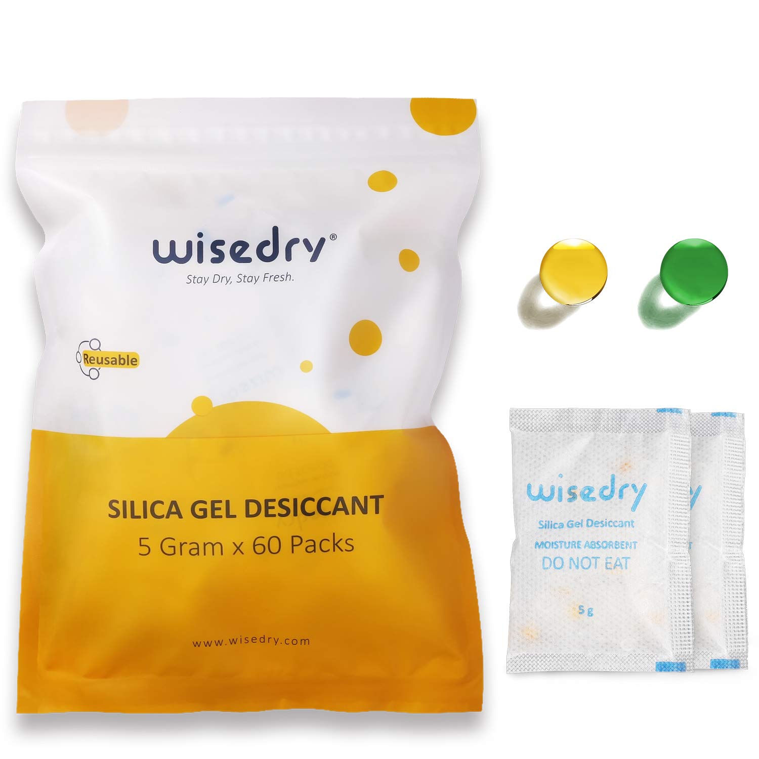 wisedry 2 x 500 Gram [2.2 lbs] Rechargeable Silica Gel Car Dehumidifier, Microwave Fast Reactivated Desiccant Packets Large for Gun Safe Closet Basement Garage Storage Moisture Absorbers Bag Reusable