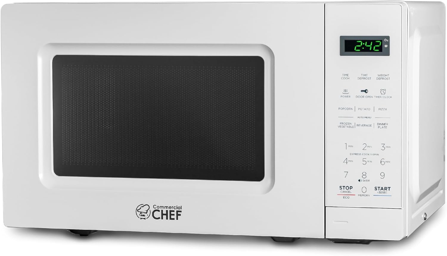 COMMERCIAL CHEF 0.6 Cubic Foot Microwave with 6 Power Levels, Small Microwave with Grip Handle, 700W Countertop Microwave with 30 Minute Timer and Mechanical Dial Controls, White