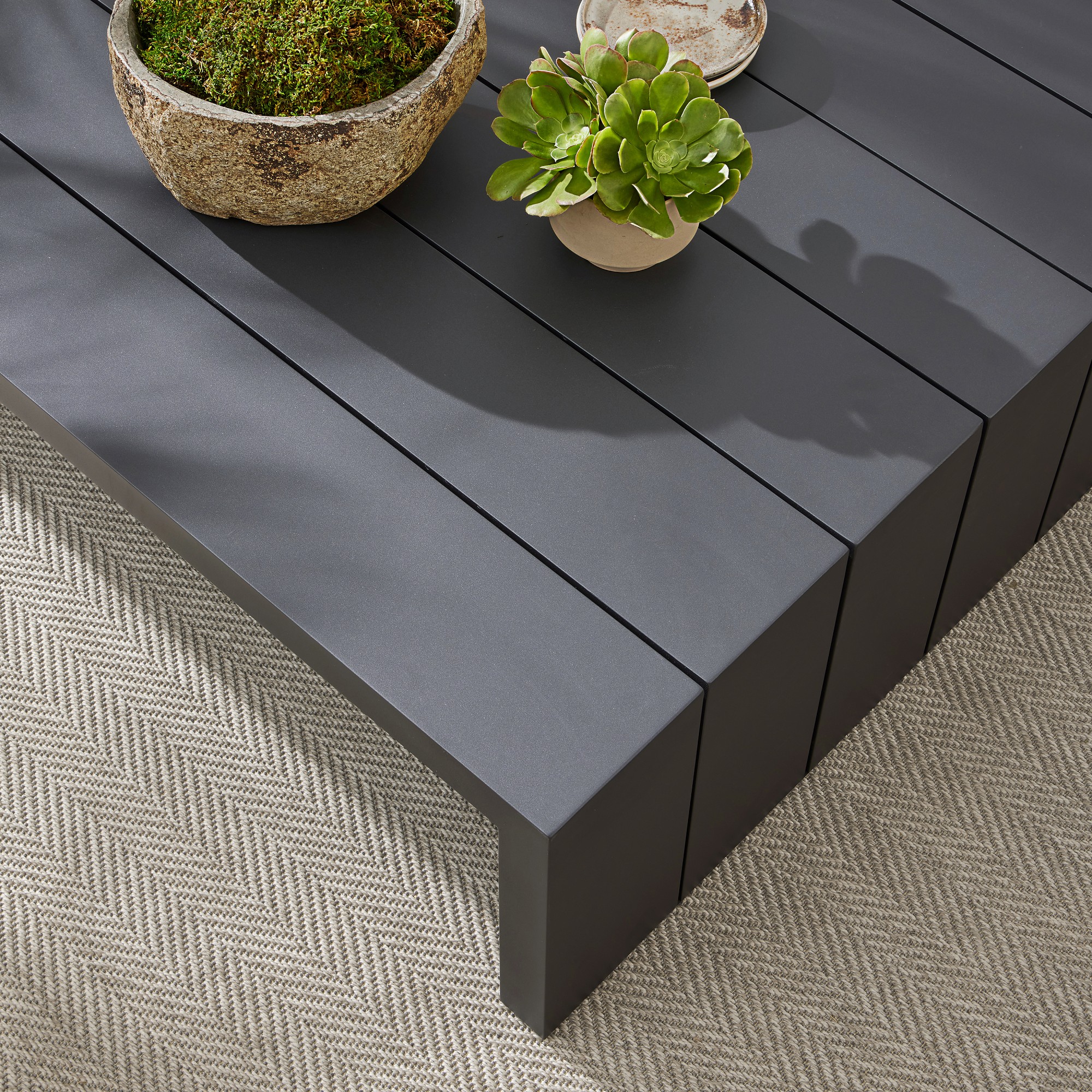 Larnaca Outdoor Slate Grey Metal Square Coffee Table (54