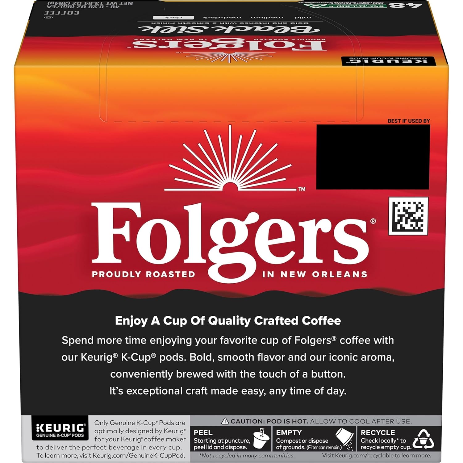 Folgers Classic Roast Medium Roast Coffee, 72 Keurig K-Cup Pods