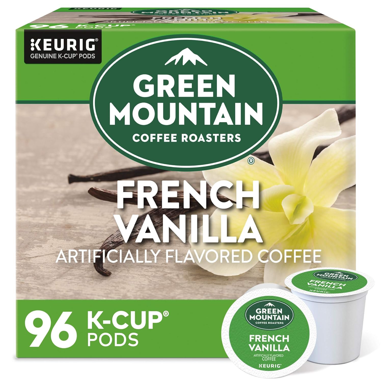 Green Mountain Coffee Roasters Caramel Vanilla Cream Keurig Single-Serve K-Cup pods, Light Roast Coffee, 72 Count (6 Packs of 12)