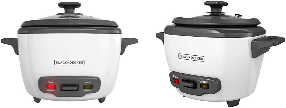BLACK+DECKER 6-Cup Rice Cooker, RC506, 3-cup Uncooked Rice, Steaming Basket, Removable Non-Stick Bowl, One Touch