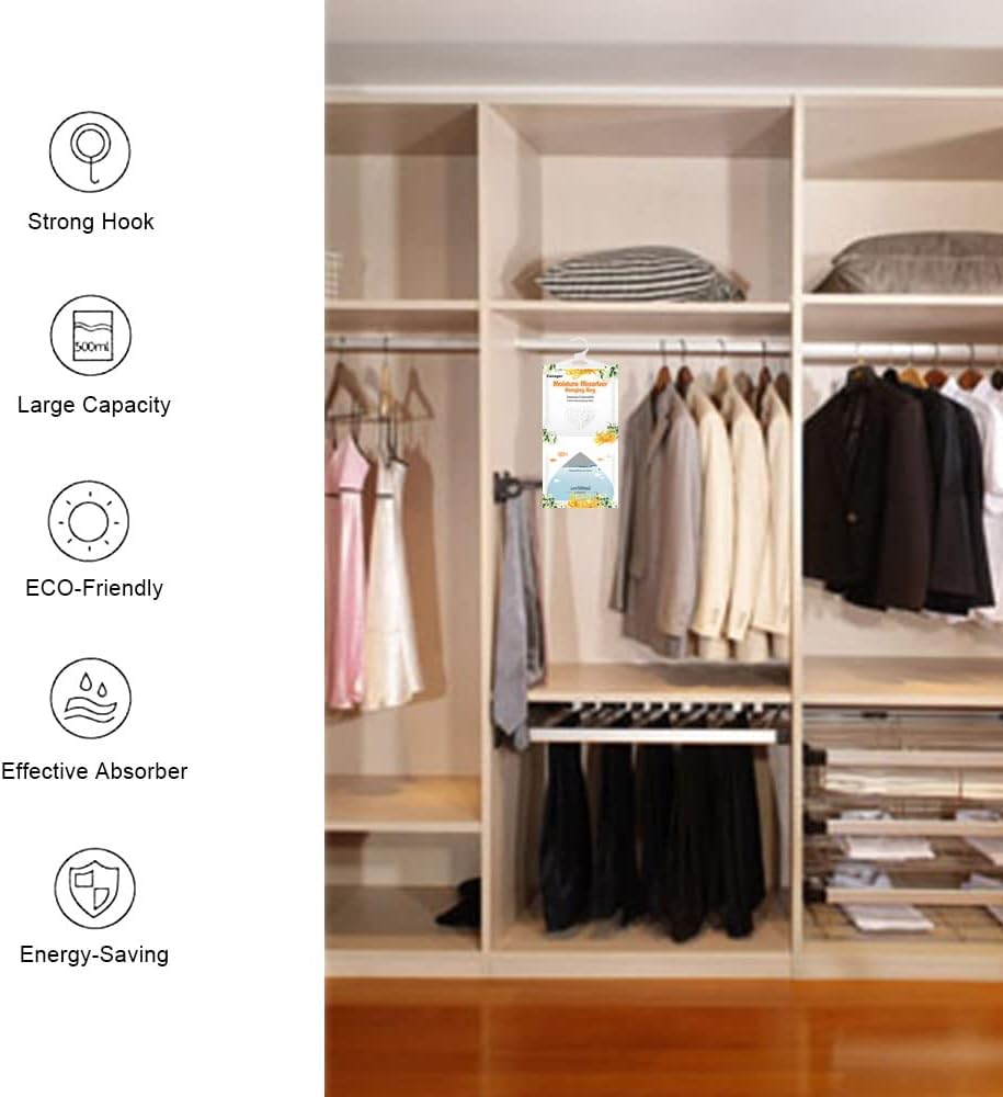 CANAGER Hanging Moisture Absorber, Lavender Vanilla Moistureproof Hanging Bag，Dehumidifier Bag (8 packs) Hanging Closet Dehumidifier Bags, Moisture Absorb 12.5 oz