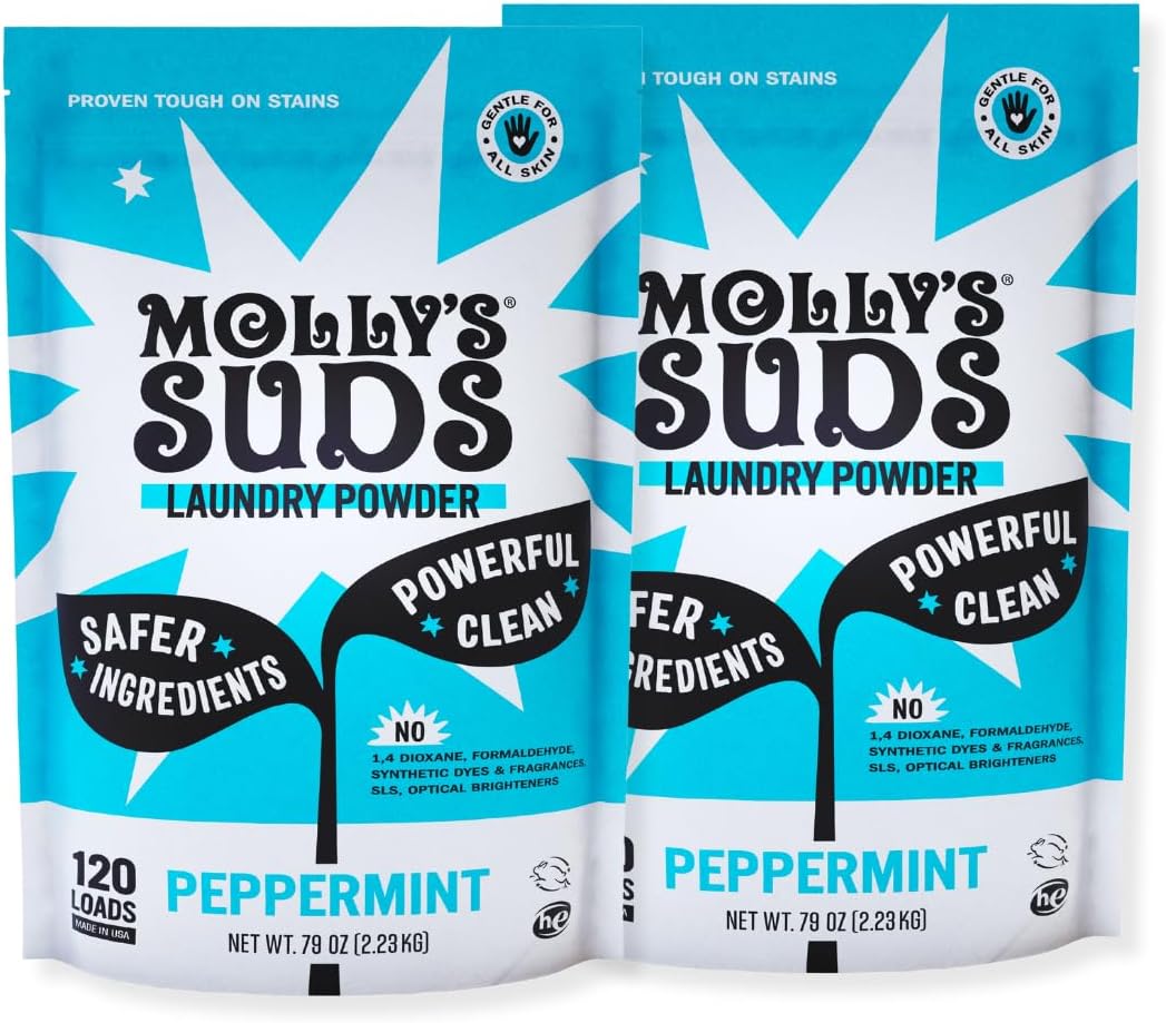 Molly's Suds Original Laundry Detergent Powder | Natural Laundry Detergent Powder for Sensitive Skin | Earth-Derived Ingredients, Stain Fighting | 120 Loads (Unscented)