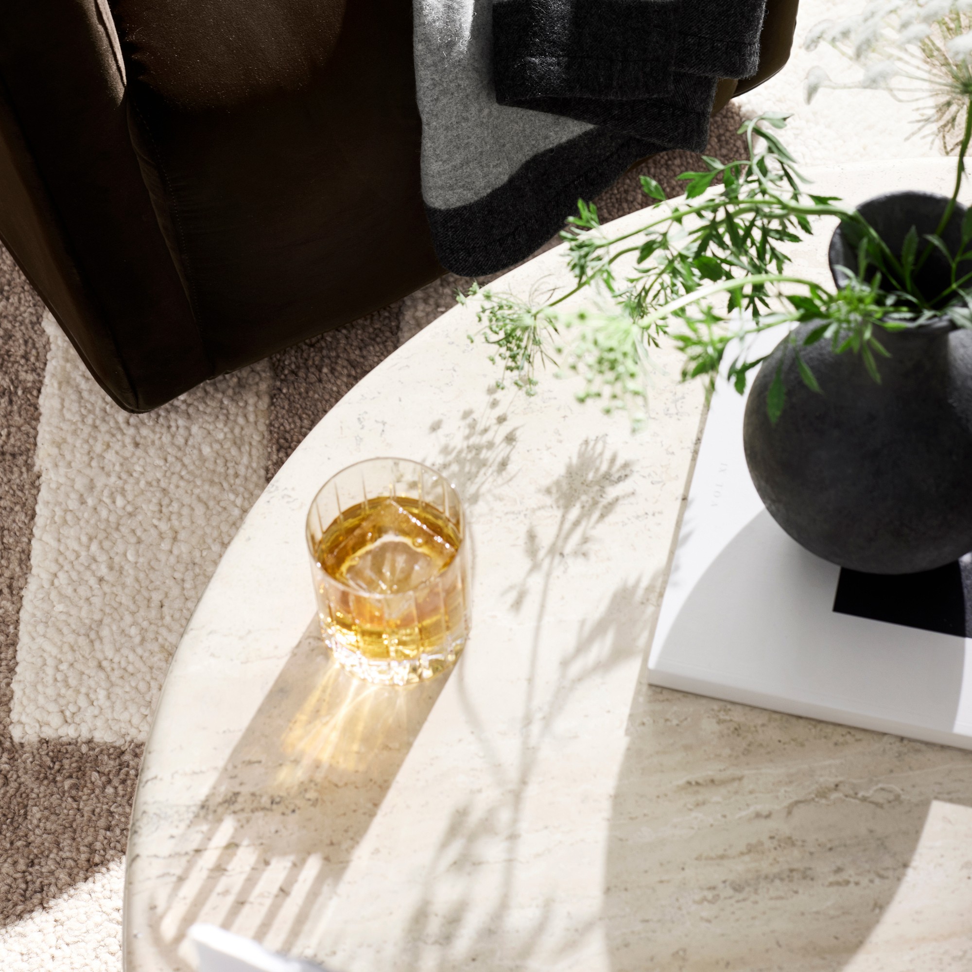 Marina Travertine Sculptural Coffee Table (55