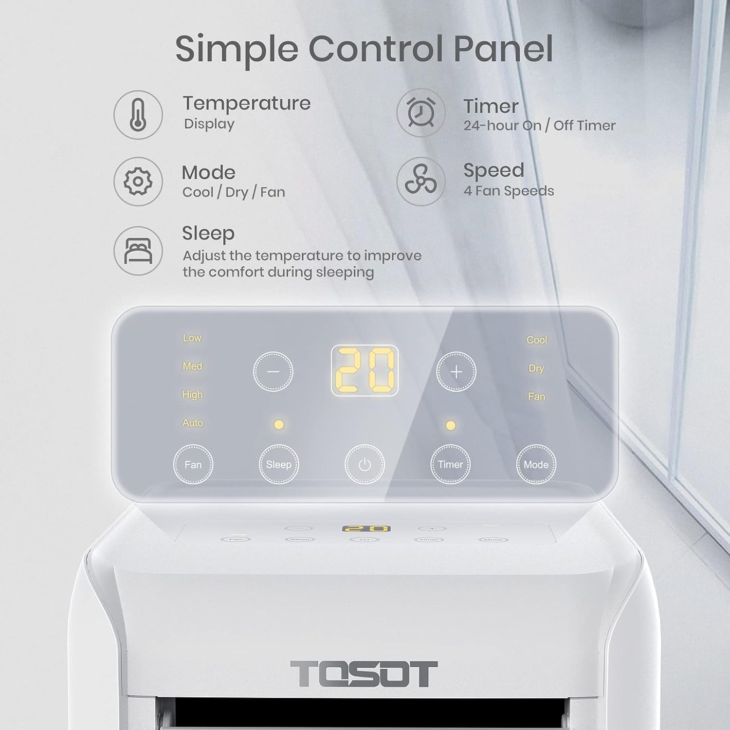 TOSOT 14,000BTU (9,600 BTU SACC) Smart WiFi Portable Air Conditioner with Heater, Powerful Cooling Auto Swing, Dehumidifier, Fan, 24H Timer for Large Room Up to 600 sq ft, AOMI Series