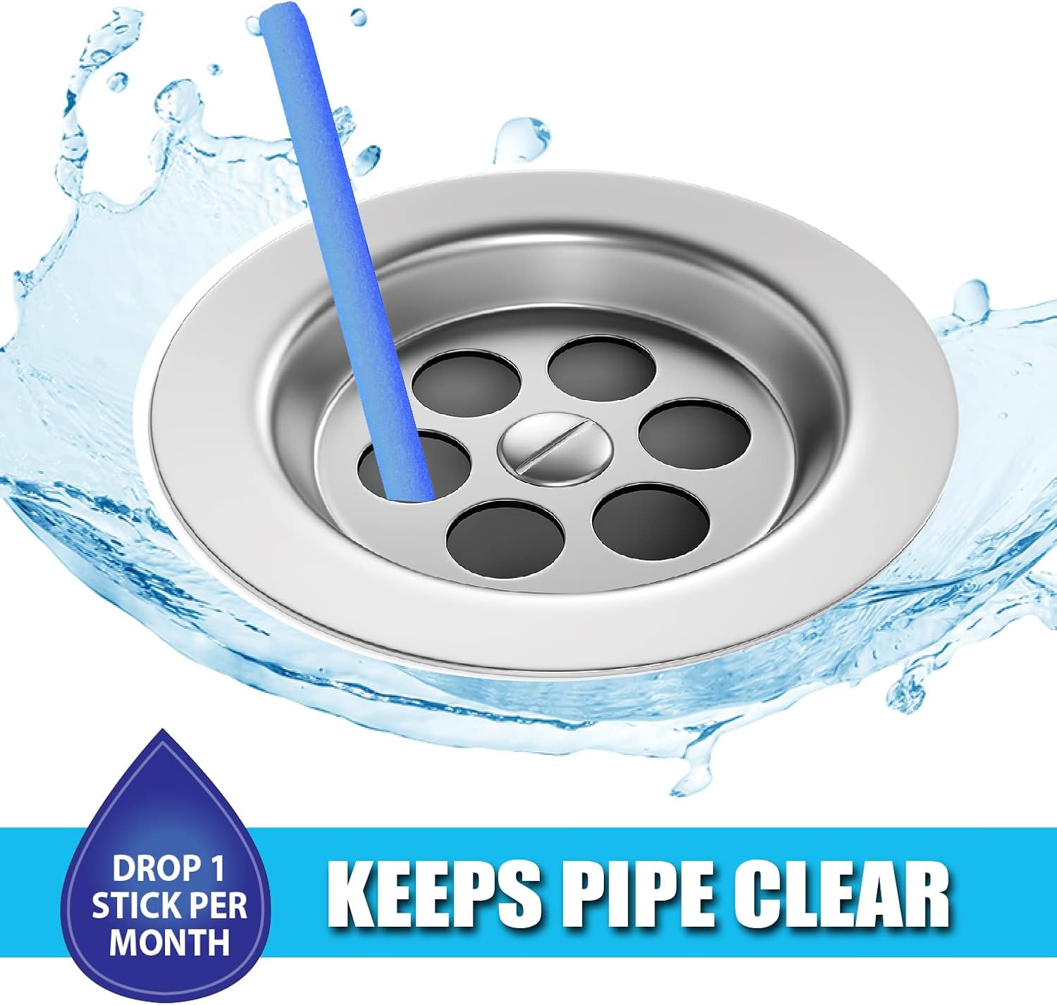 SANI 360° Sani Sticks Drain Cleaner and Deodorizer, Enzyme Pipe Cleaners, Eliminate Odors, Prevent Clogged Drains, Safe for Sinks, Bathtub Drains, Septic Tanks, 24 Count, Lemon Scent