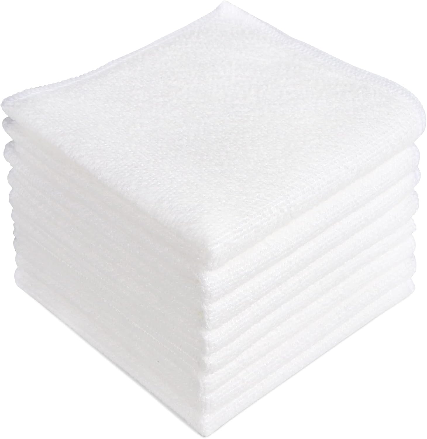 AIDEA Microfiber Cleaning Cloths White-50PK, Absorbent Cleaning Rags, Lint-Free Rags, Kitchen Towels Dusting Cloth, Bar Rags for Cleaning, Cleaning Towels Wash Cloth, Dish Towels White-11.5