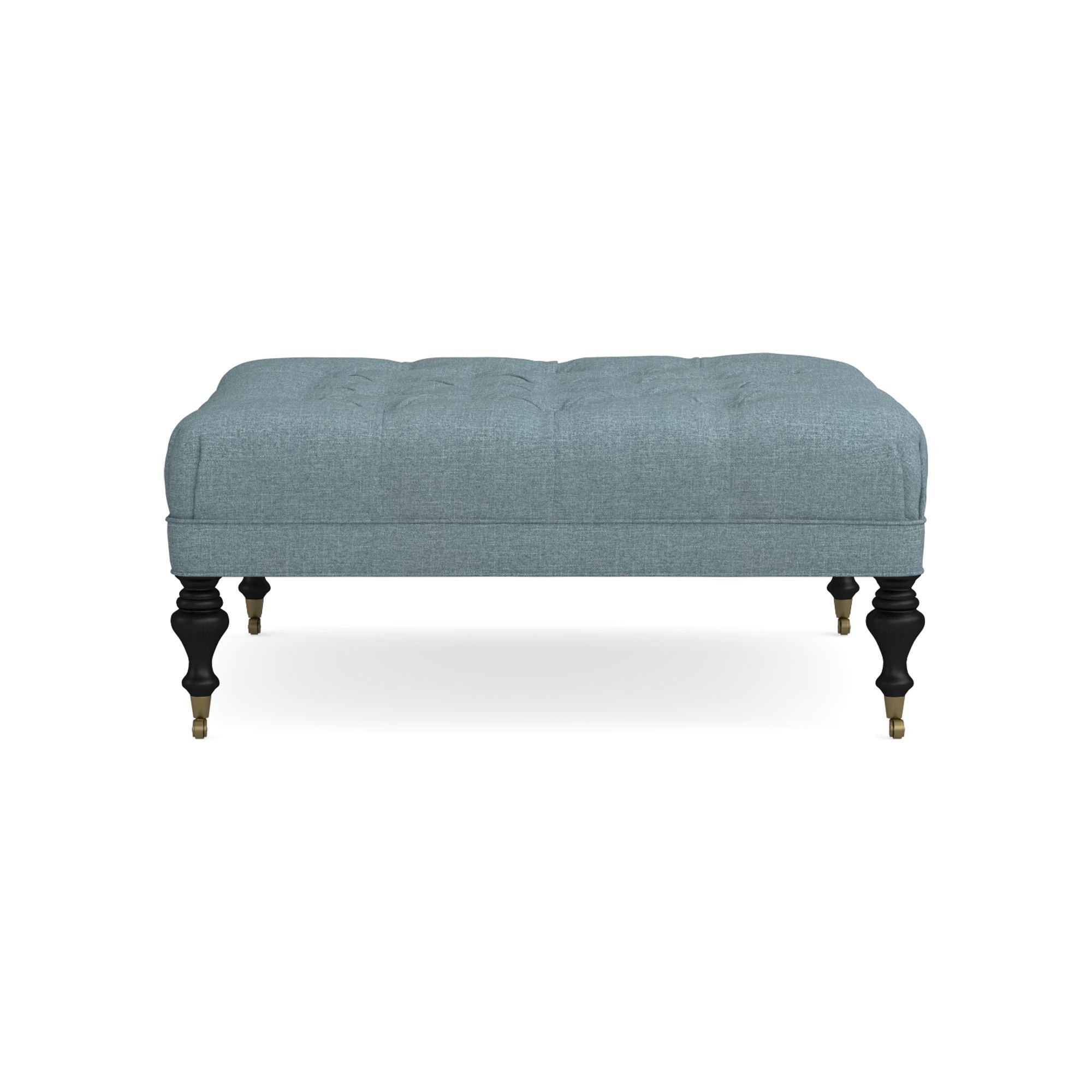 Fairfax Square Ottoman, Turned Leg with Tufted Top (26