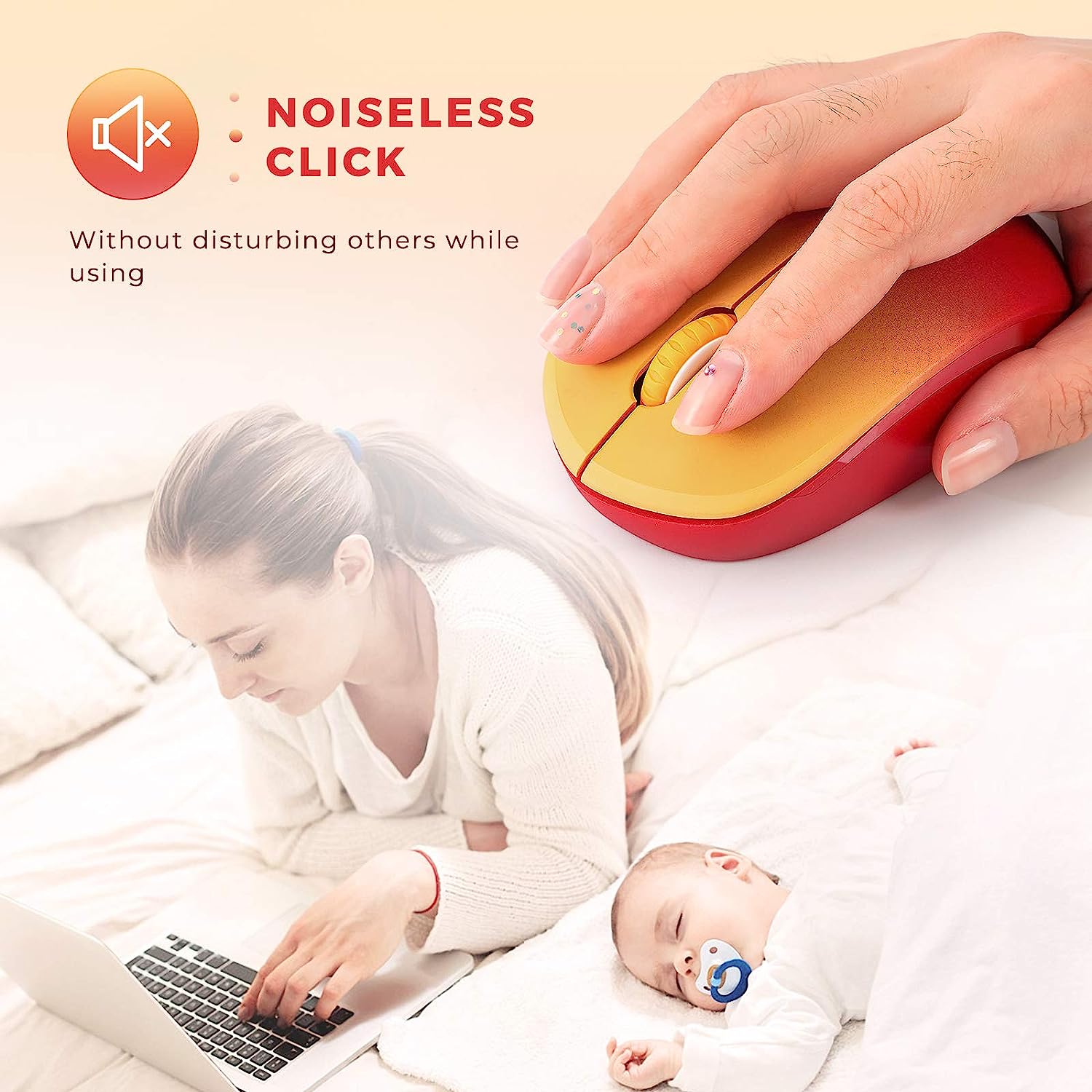 seenda Wireless Mouse, 2.4G Noiseless Mouse with USB Receiver - Portable Computer Mice for PC, Tablet, Laptop with Windows System - Mint Green