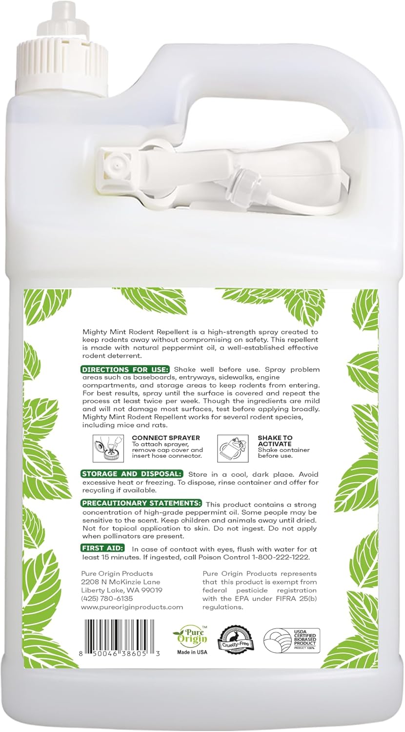 Mighty Mint Gallon (128 oz) Rodent Natural Peppermint Oil Spray