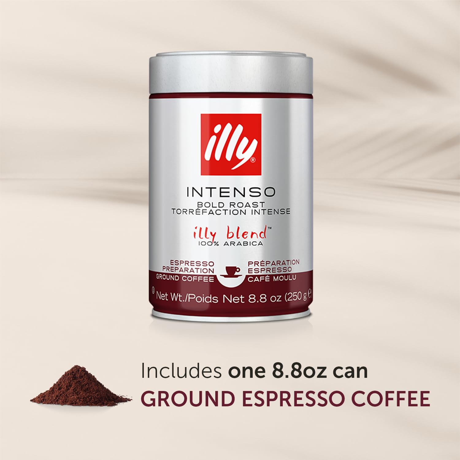 illy Classico Espresso Ground Coffee, Medium Roast, Classic Roast with Notes of Chocolate & Caramel, 100% Arabica Coffee, All-Natural, No Preservatives, 8.8 oz, Ground for Espresso Machines