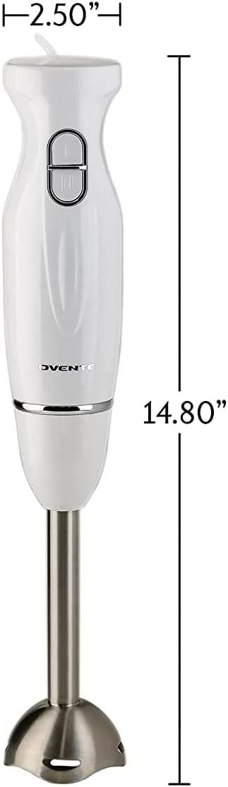 OVENTE Electric Immersion Hand Blender 300 Watt 2 Mixing Speed with Stainless Steel Blades, Powerful Portable Easy Control Grip Stick Mixer Perfect for Smoothies, Puree Baby Food & Soup, Black HS560B