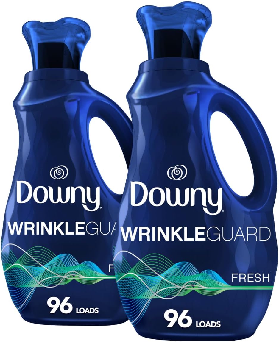 Downy WrinkleGuard Liquid Fabric Softener and Conditioner, Fresh, 48 fl oz 48 Loads, Pack of 2