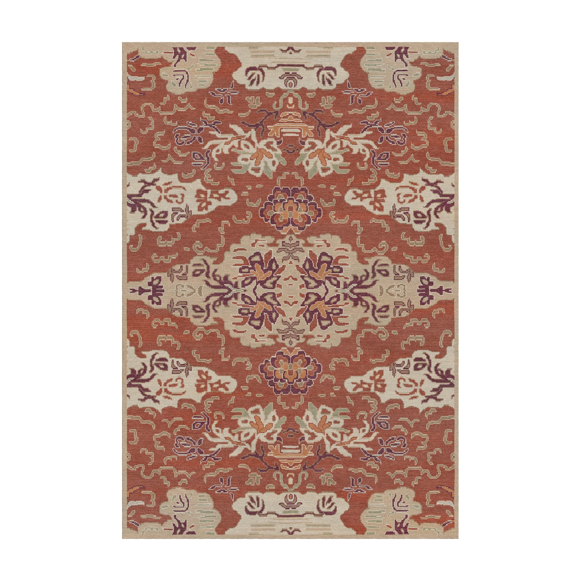 Tibetan Cloud Hand Knotted Rug, Henna