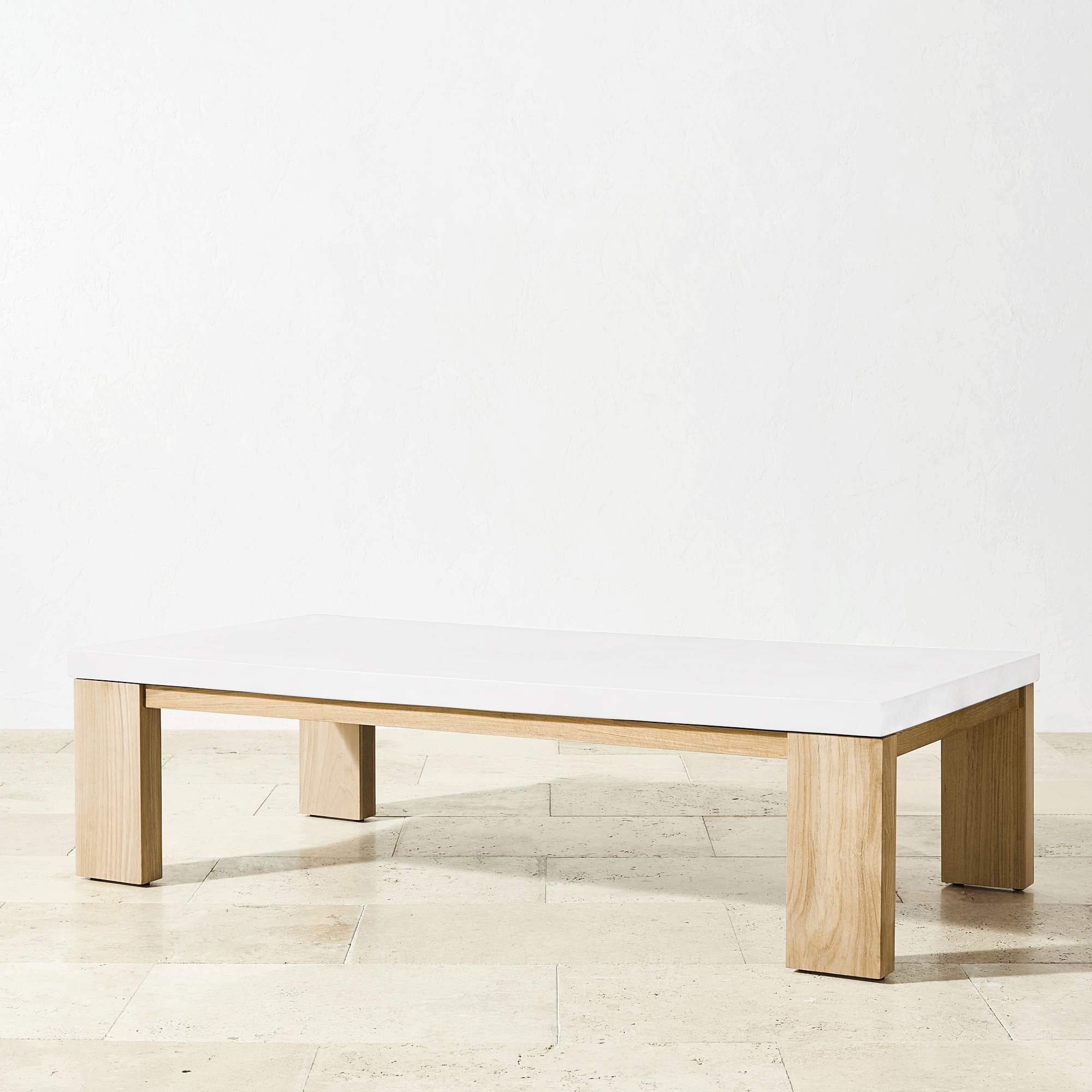 Larnaca Outdoor Teak Fiberstone Coffee Table (60