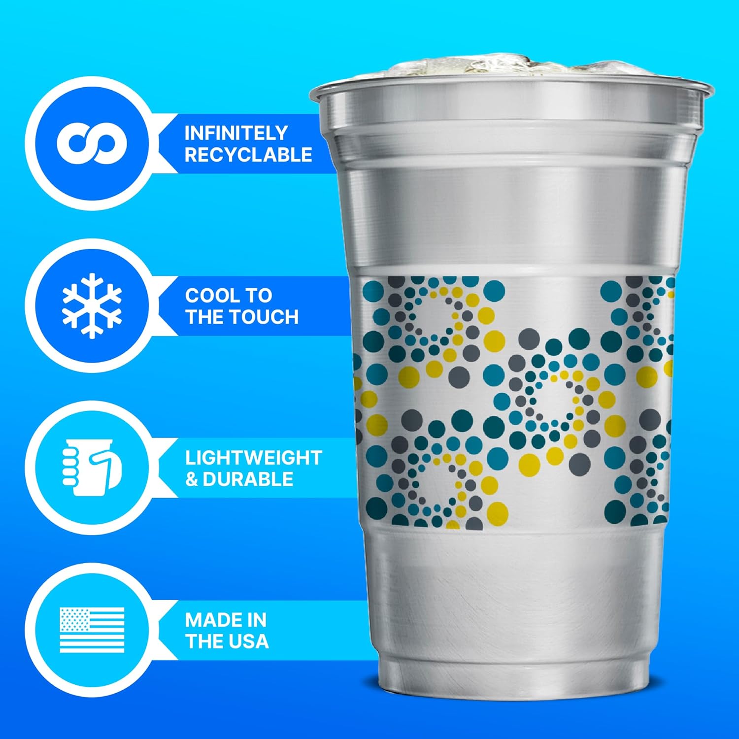 Ball Aluminum Cup Recyclable Party Cups, 20 oz. Cup, 30 Cups Per Pack