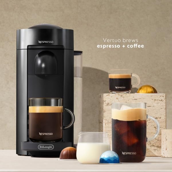 Nespresso Vertuo Plus Deluxe Coffee and Espresso Maker by De'Longhi, Matte Black
