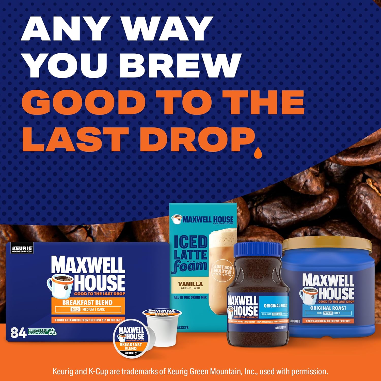Maxwell House House Blend Medium Roast K-Cup Coffee Pods (84 ct Box)