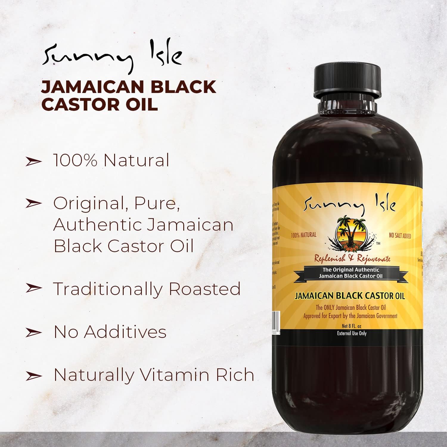 Sunny Isle Jamaican Black Castor Oil 4oz | 100% Natural Treatment for Hair, Scalp and Skin