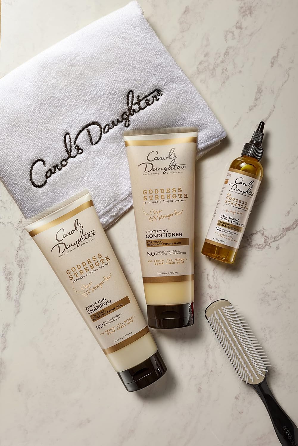 Carol's Daughter Goddess Strength Ultra Shield Pre Poo Hair Treatment for Wavy, Coily and Curly Hair, Protective Hair Detangler with Castor Oil for Weak Hair, 10.2 Fl Oz