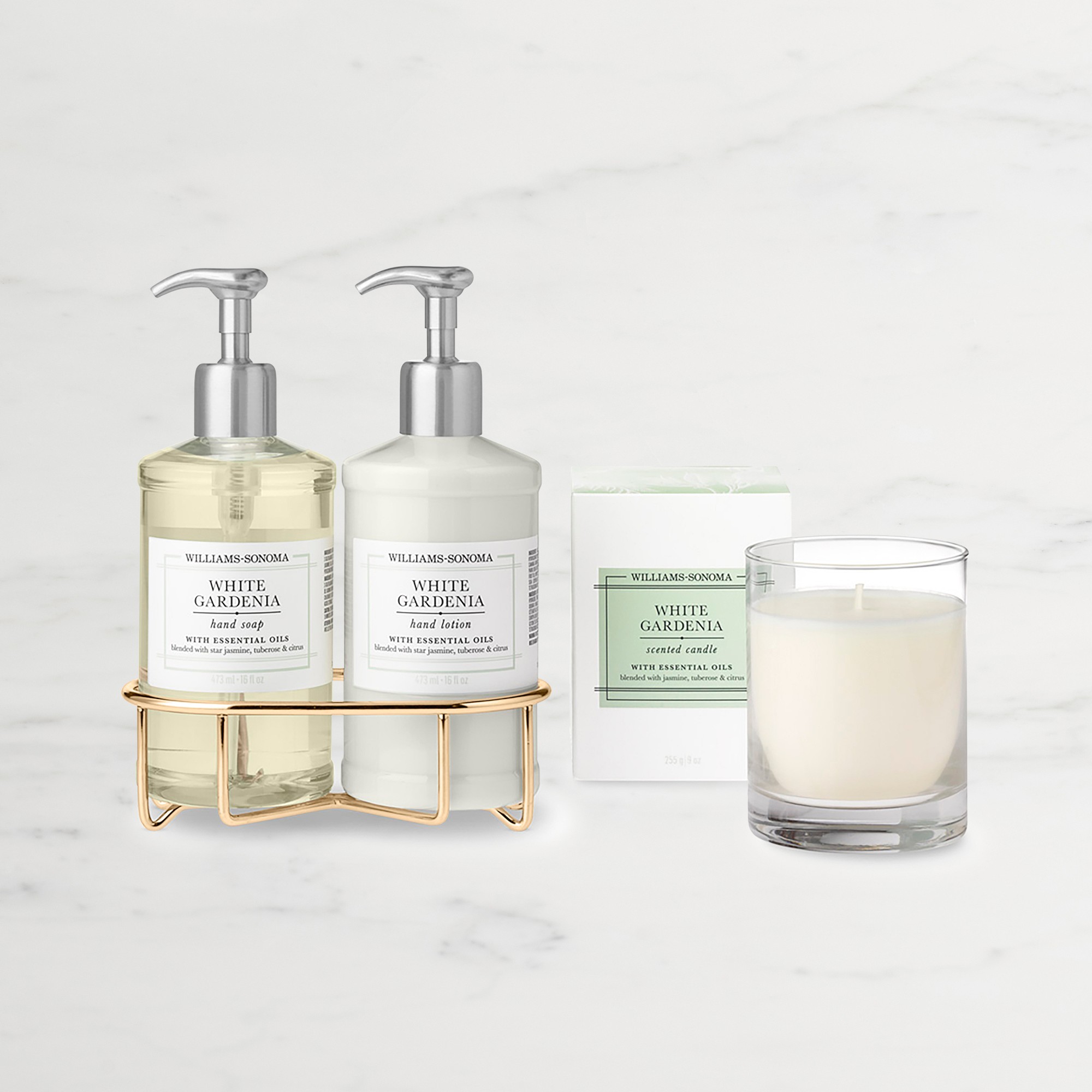 Williams Sonoma White Gardenia Hand Soap & Lotion 4-Piece Set