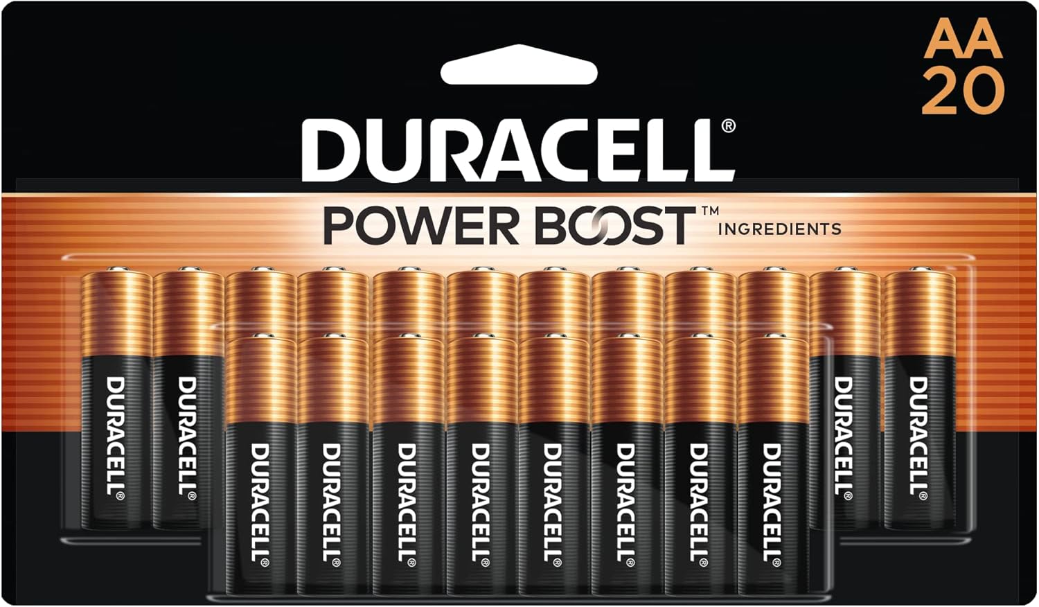 Duracell Coppertop AA Batteries with Power Boost Ingredients, 24 Count Pack Double A Battery with Long-lasting Power, Alkaline AA Battery for Household and Office Devices