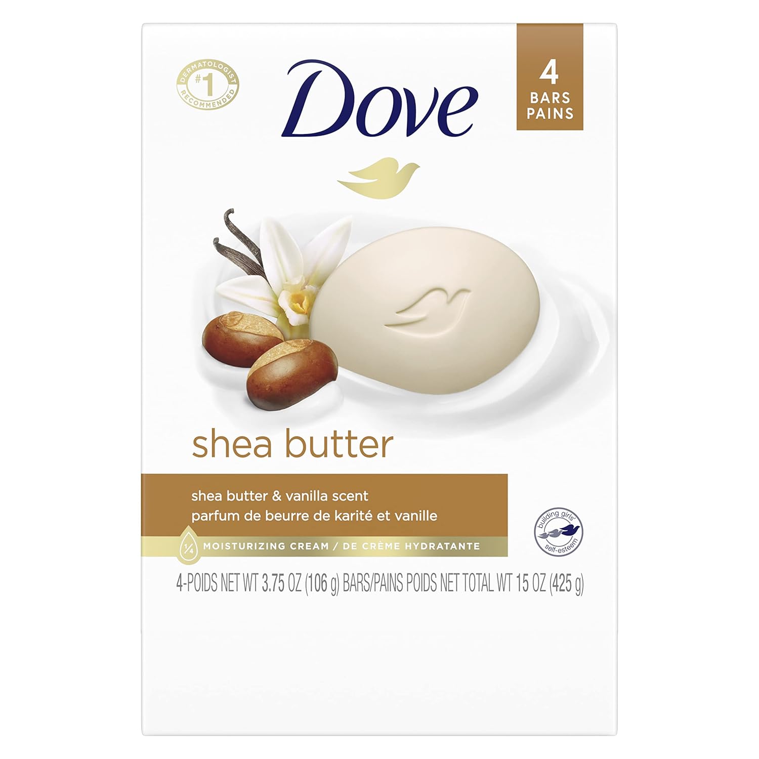 Dove Beauty Bar Gentle Skin Cleanser Shea Butter 8 Bars Moisturizing for Gentle Soft Skin Care More Moisturizing Than Bar Soap 3.75 oz
