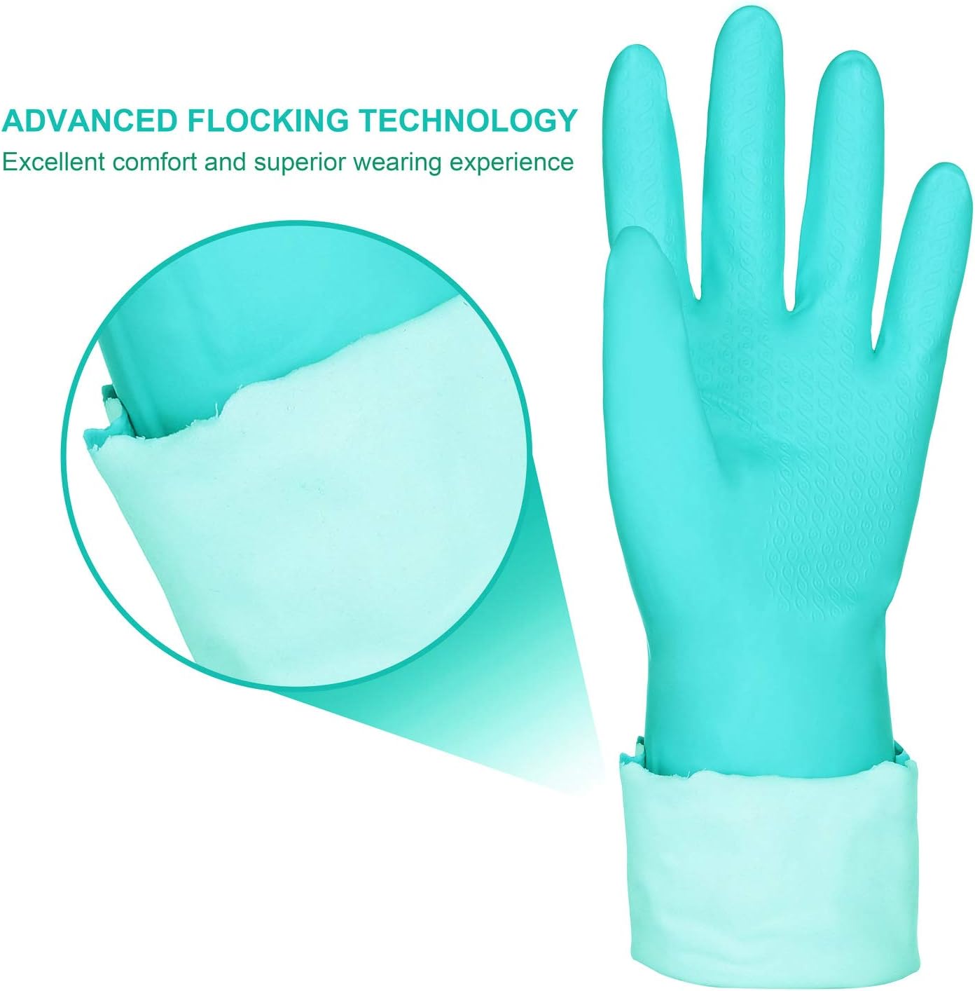 Elgood Reusable Dishwashing Cleaning Gloves with Latex free, Cotton lining,Kitchen Gloves 2 Pairs,Purple+blue Medium