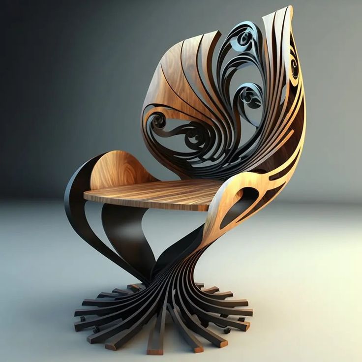 French Art Nouveau Sculptural Leaf Chair