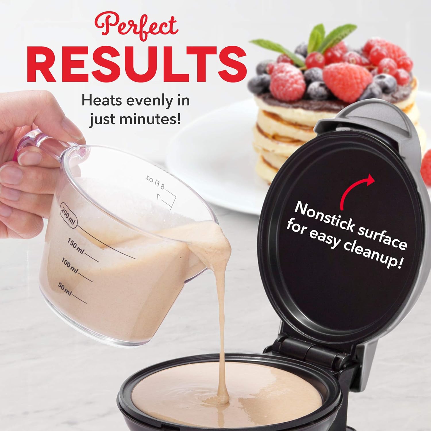 DASH Mini Maker Electric Round Griddle for Individual Pancakes, Cookies, Eggs & other on the go Breakfast, Lunch & Snacks with Indicator Light + Included Recipe Book - Aqua,4 Inch