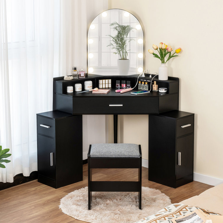 Evangelos Vanity Set with Stool and Mirror