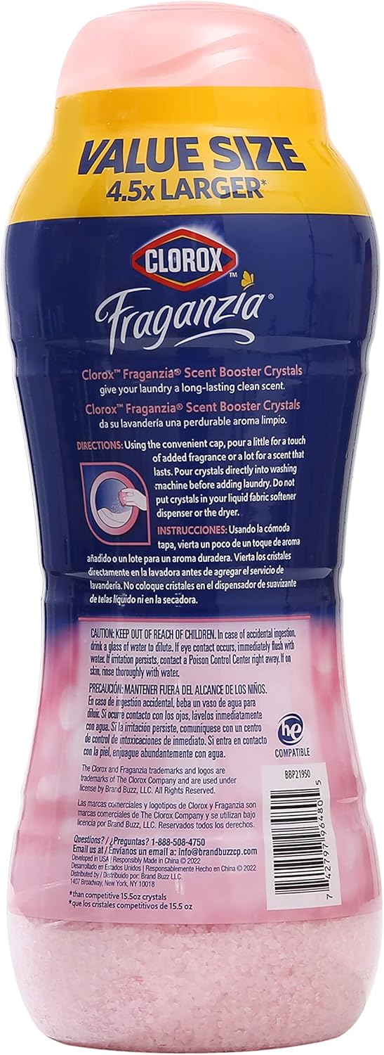 Clorox Fraganzia In-Wash Scent Booster Crystals in Ocean Scent, 18 Oz Twin Pack | Laundry Scent Booster Crystals | In-wash Scent Booster for Fresh Laundry in Ocean Scent 18 Ounce Twin Pack, 36oz