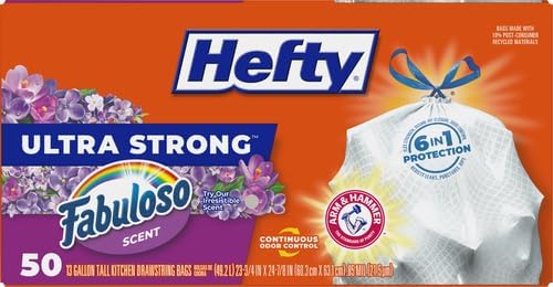 Hefty Ultra Strong Tall Kitchen Trash Bags, Lavender & Sweet Vanilla Scent, 13 Gallon, 80 Count