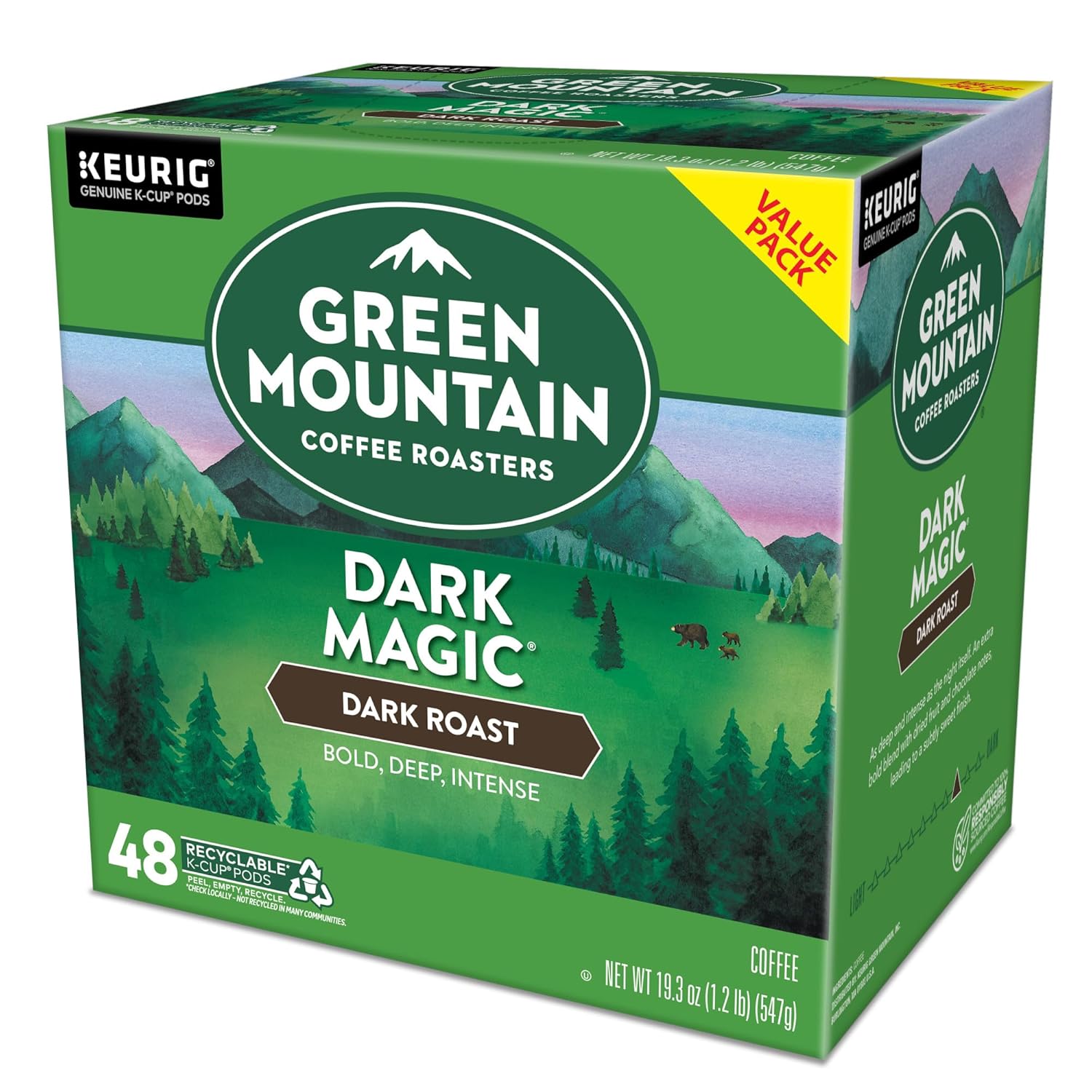 Green Mountain Coffee Roasters Dark Magic Keurig Single-Serve K-Cup Pods, Dark Roast Coffee, 72 Count (6 Packs of 12)