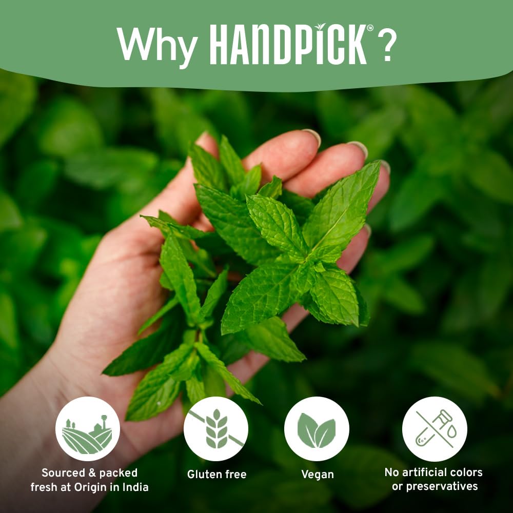 HANDPICK, Peppermint Tea, Eco-Conscious Tea Bags - 100 Count | Caffeine Free, Non-GMO | Minty, Fresh & Cool flavor | Direct From Source
