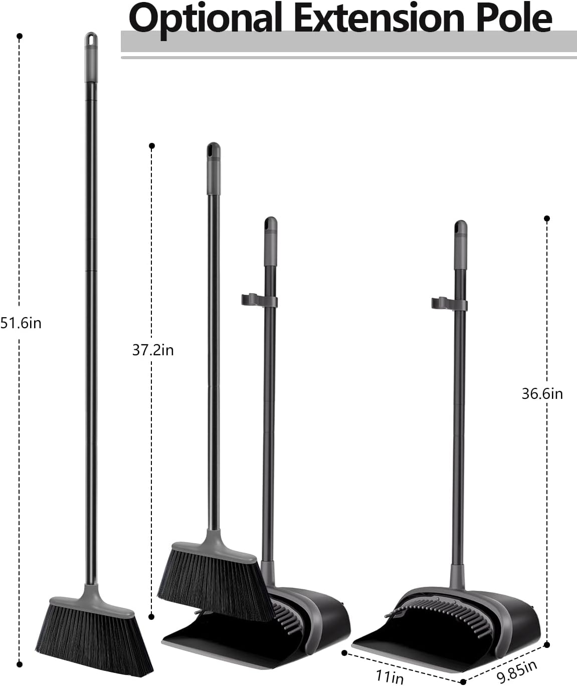 Broom and Dustpan, Broom and Dustpan Set for Home, Long Handle Broom with Dustpan, Broom and Dustpan Combo for Office Home Kitchen Lobby Floor Use Dustpan and Broom Set