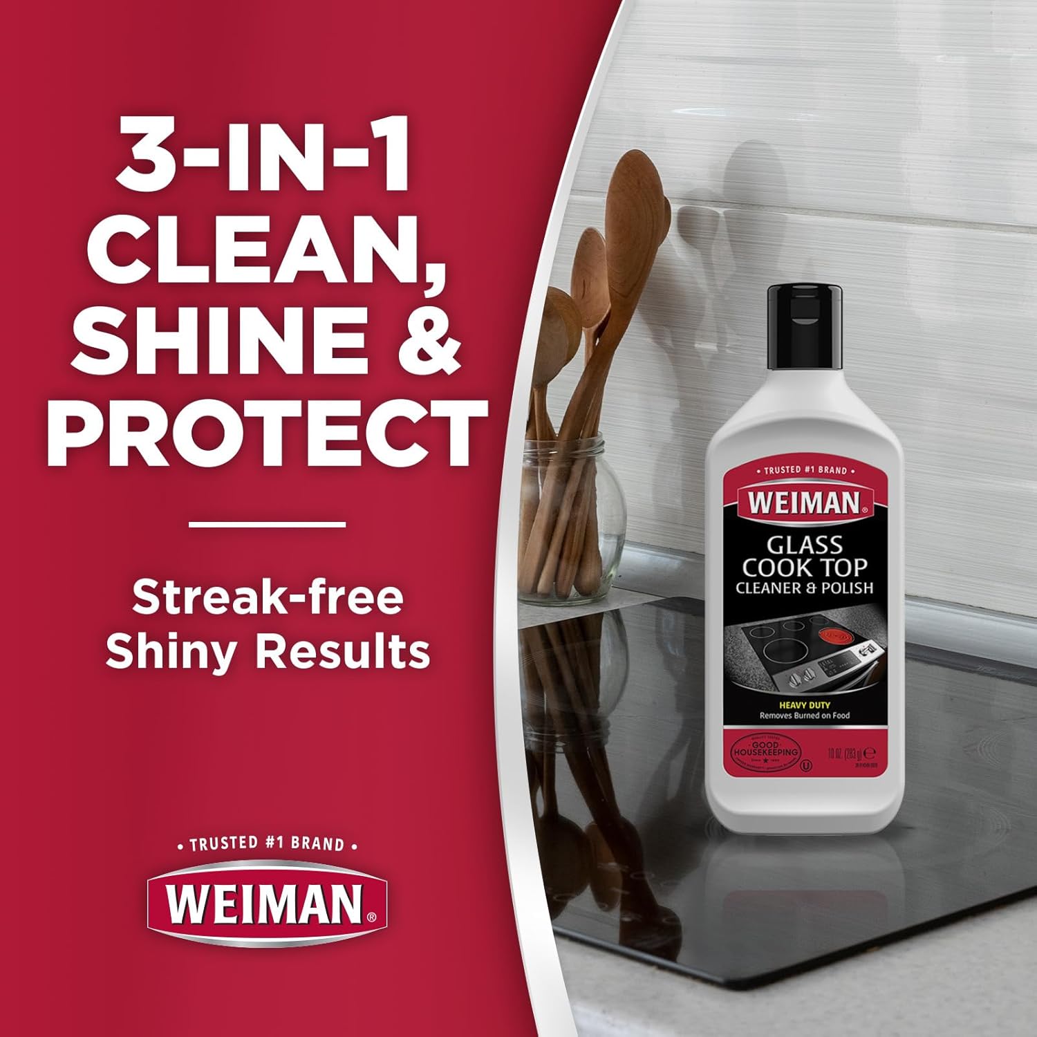 Weiman Cooktop and Stove Top Cleaner Kit - Glass Cook Top Cleaner and Polish 10 oz. Scrubbing Pad, Cleaning Tool, Razor, Scraper